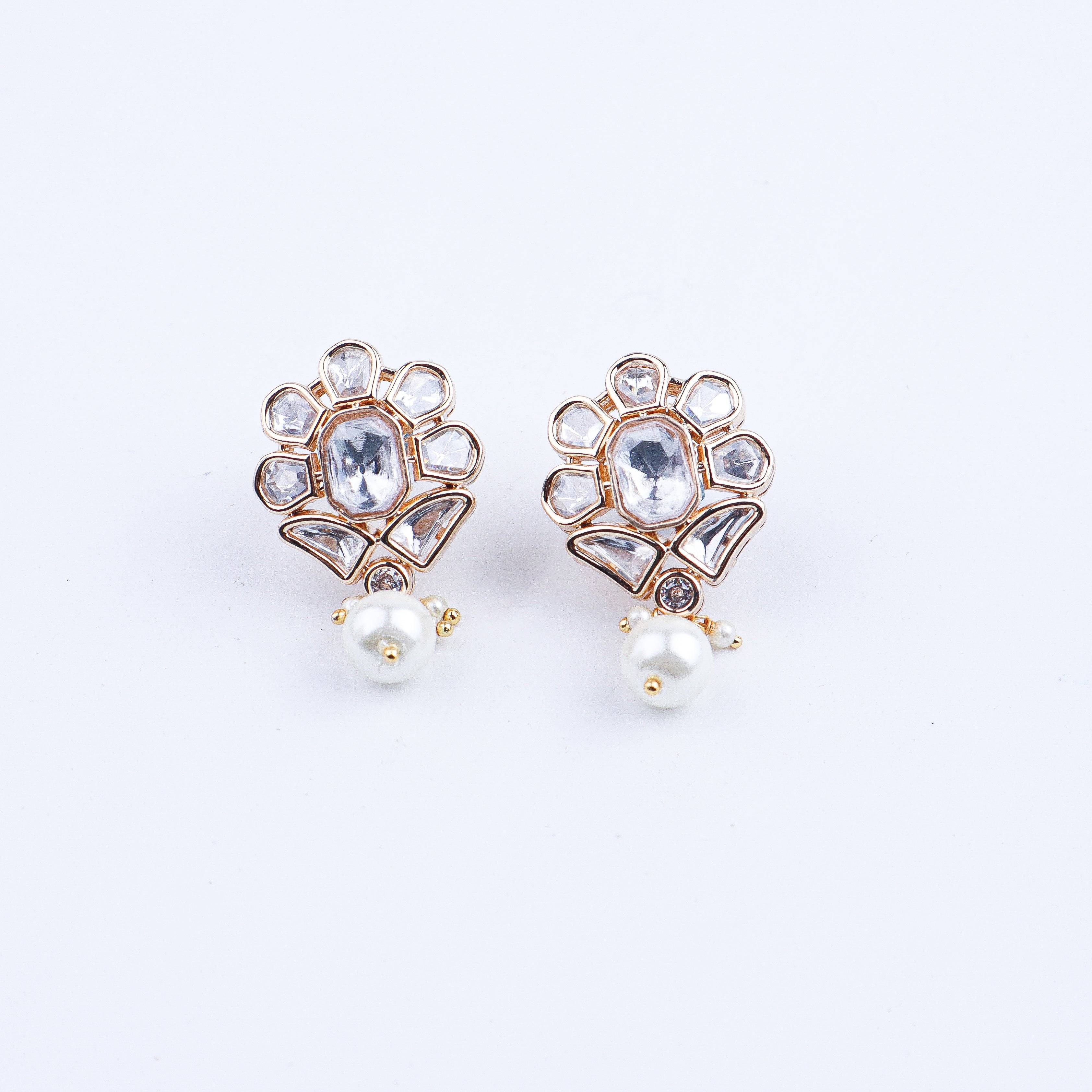 Detailed view of 22K gold-plated fashion earring highlighting intricate motifs, textured detailing, and a premium 22K gold-plated finish