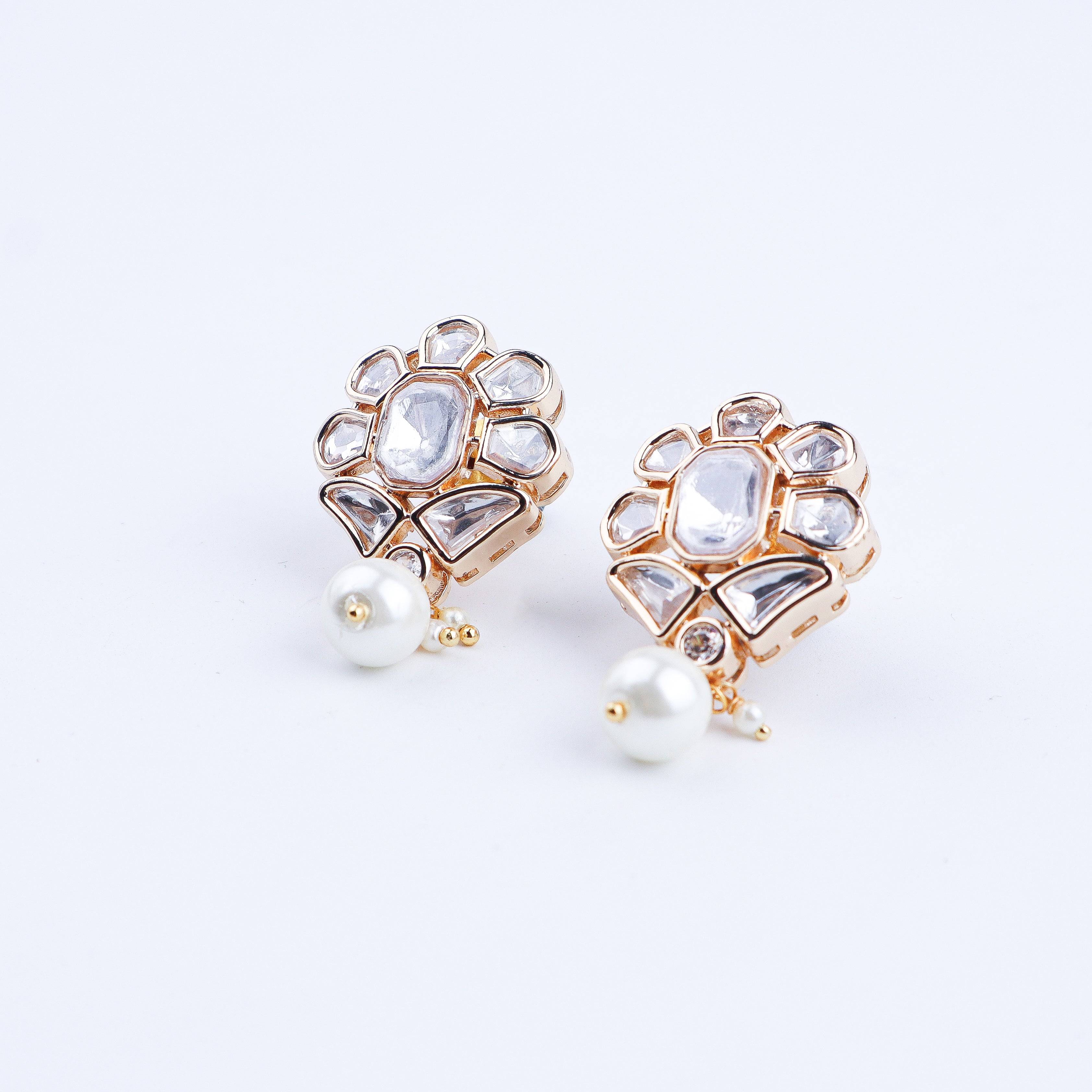Close-up of a 22K gold-plated fashion earring showcasing intricate detailing, fine craftsmanship, and rich 22K gold plating