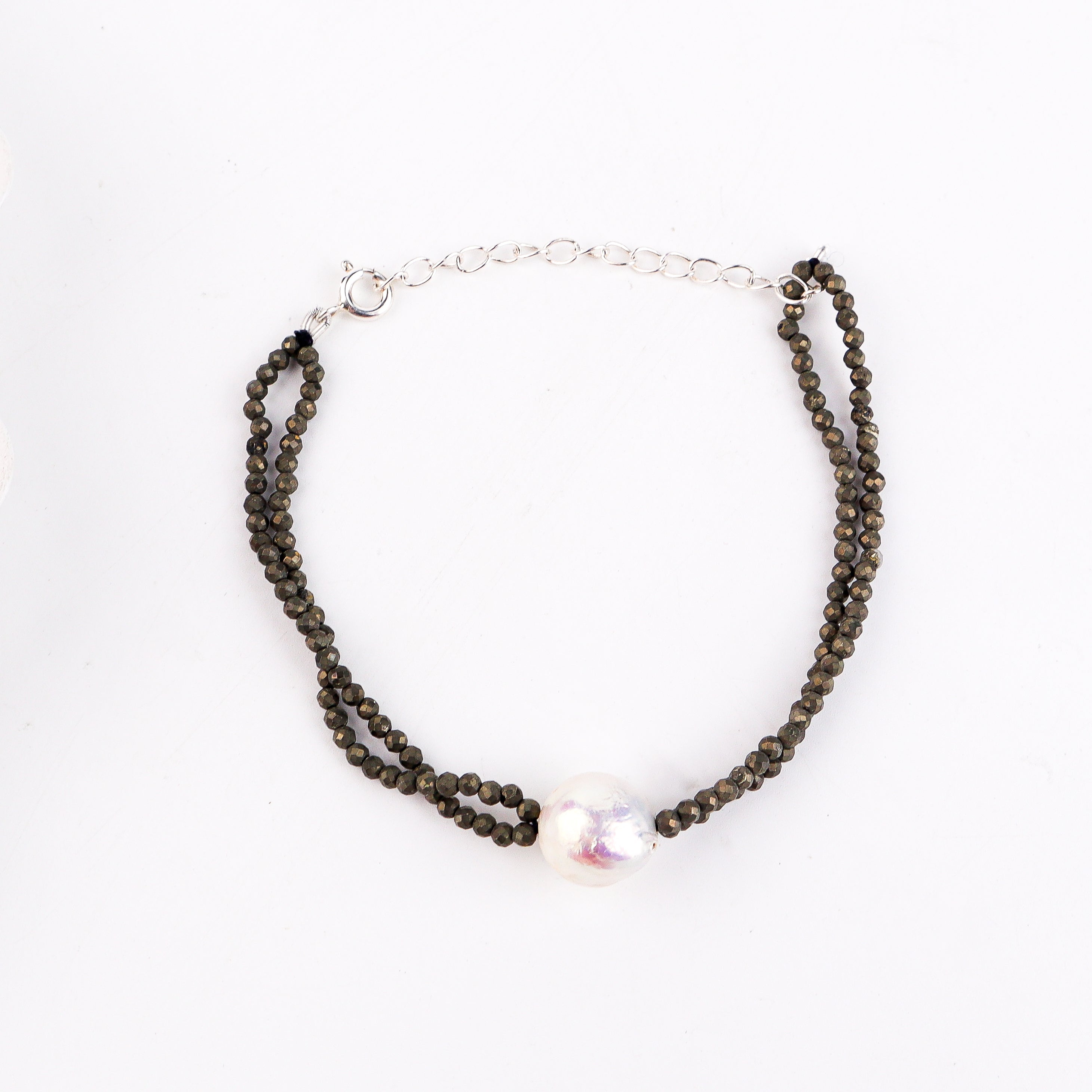 Pyrite & Pearl Bracelet