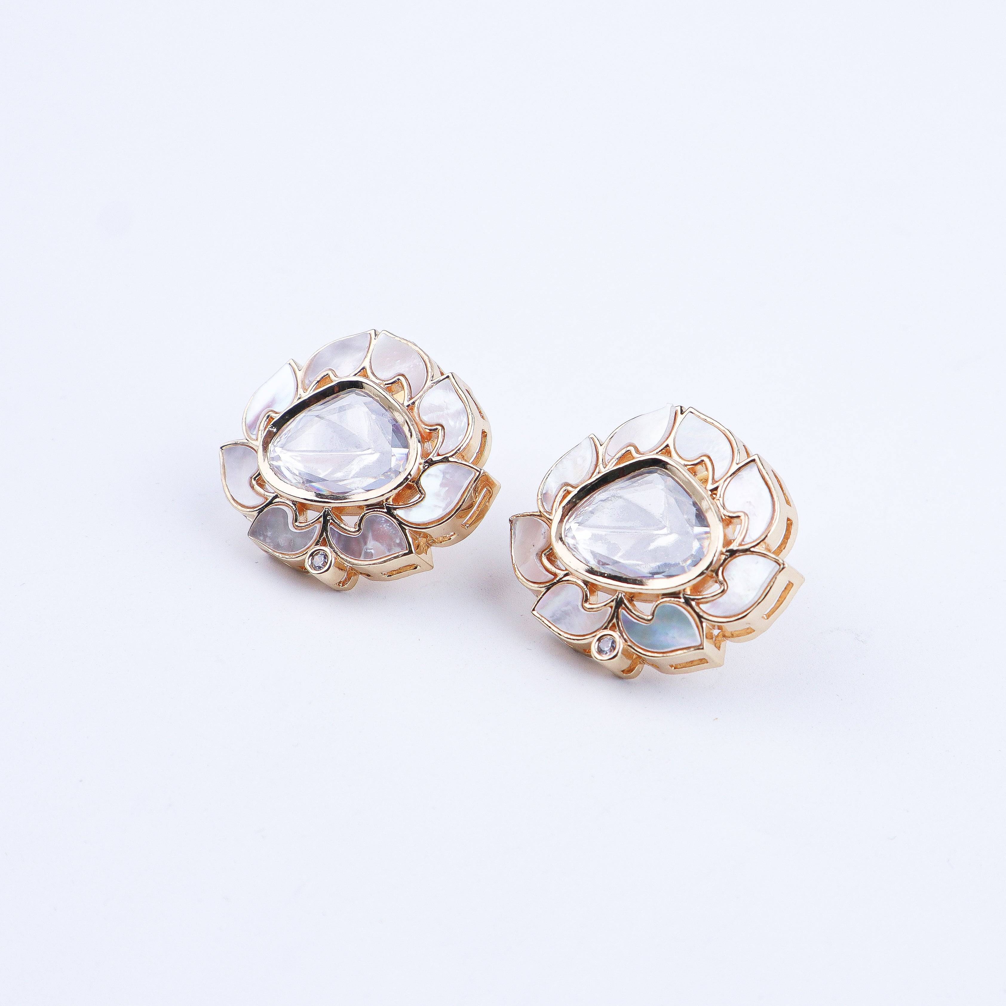 Detailed view of a 22K gold-plated fashion earring highlighting intricate motifs, textured detailing, and a premium 22K gold-plated finish