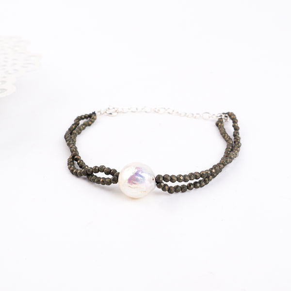 Pyrite & Pearl Bracelet