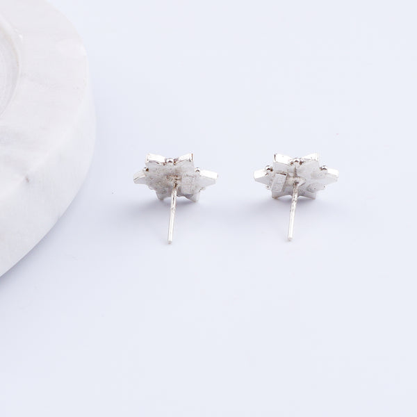 Silver Green Nakshatra Flower Earring