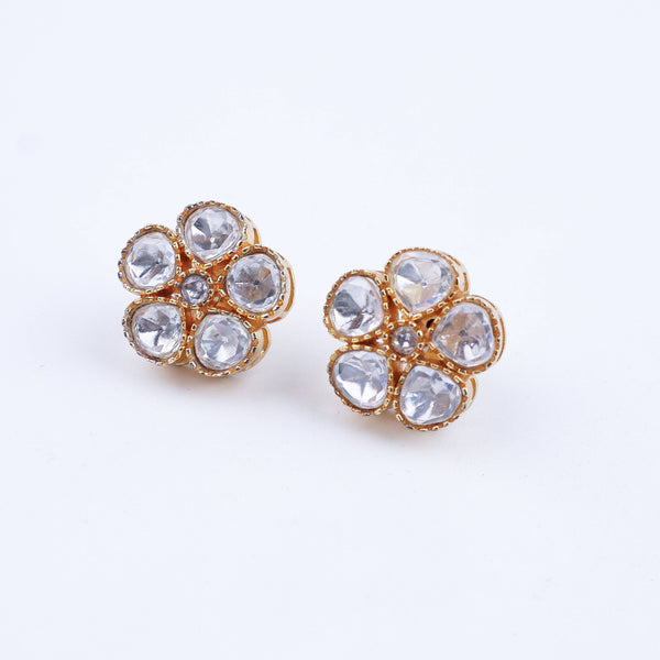 Close-up of a 22K gold-plated fashion earring showcasing intricate detailing, fine craftsmanship, and rich 22K gold plating