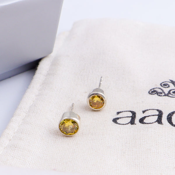 Yellow CZ Stone Studs