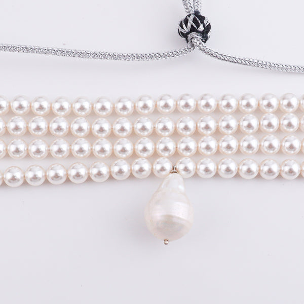 Four Layer Pearl Baroque Pearl Latkan Choker