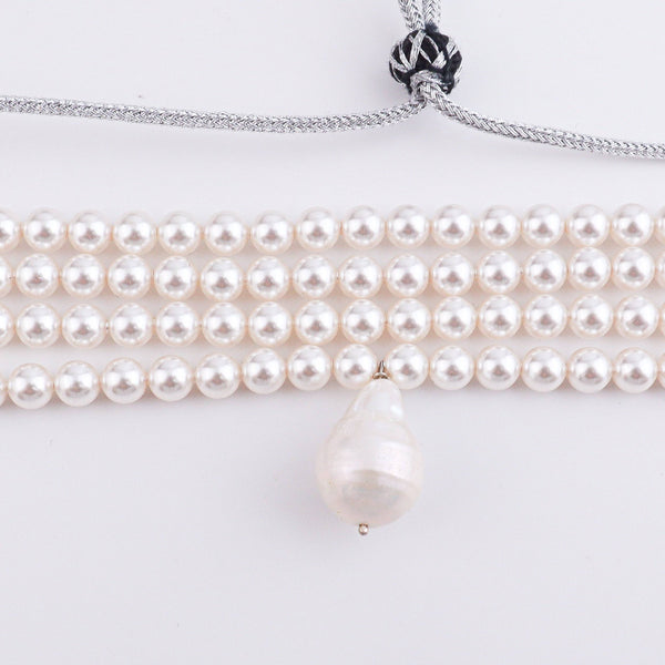 Four Layer Pearl Baroque Pearl Latkan Choker