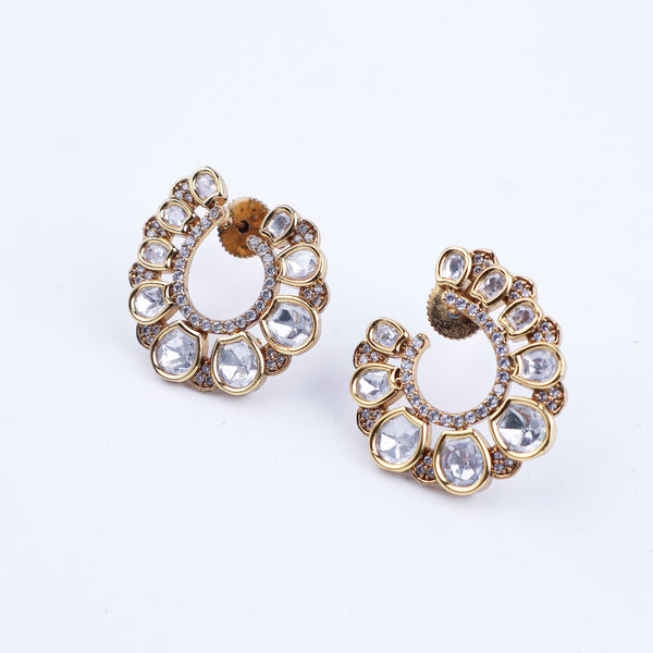 Close-up of a 22K gold-plated fashion earring showcasing intricate detailing, fine craftsmanship, and rich 22K gold plating