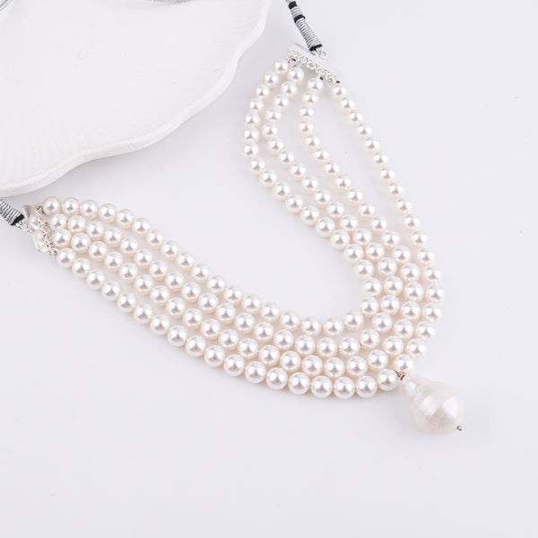Four Layer Pearl Baroque Pearl Latkan Choker