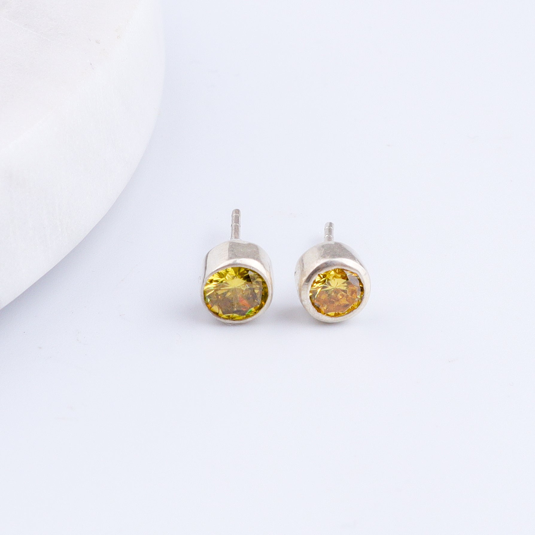 Yellow CZ Stone Studs