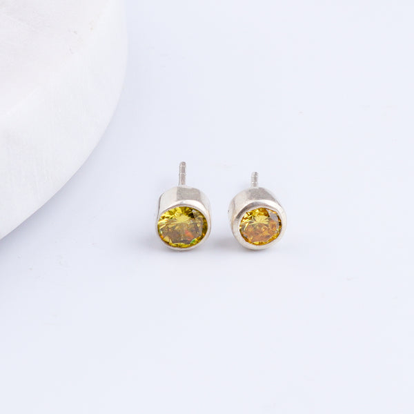 Yellow CZ Stone Studs
