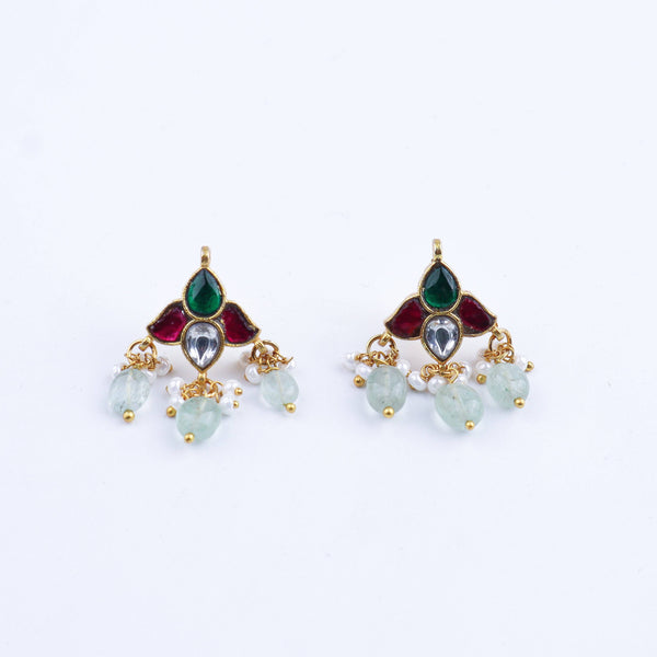 Detailed view of a 22K gold-plated fashion earring highlighting intricate motifs, textured detailing, and a premium 22K gold-plated finish