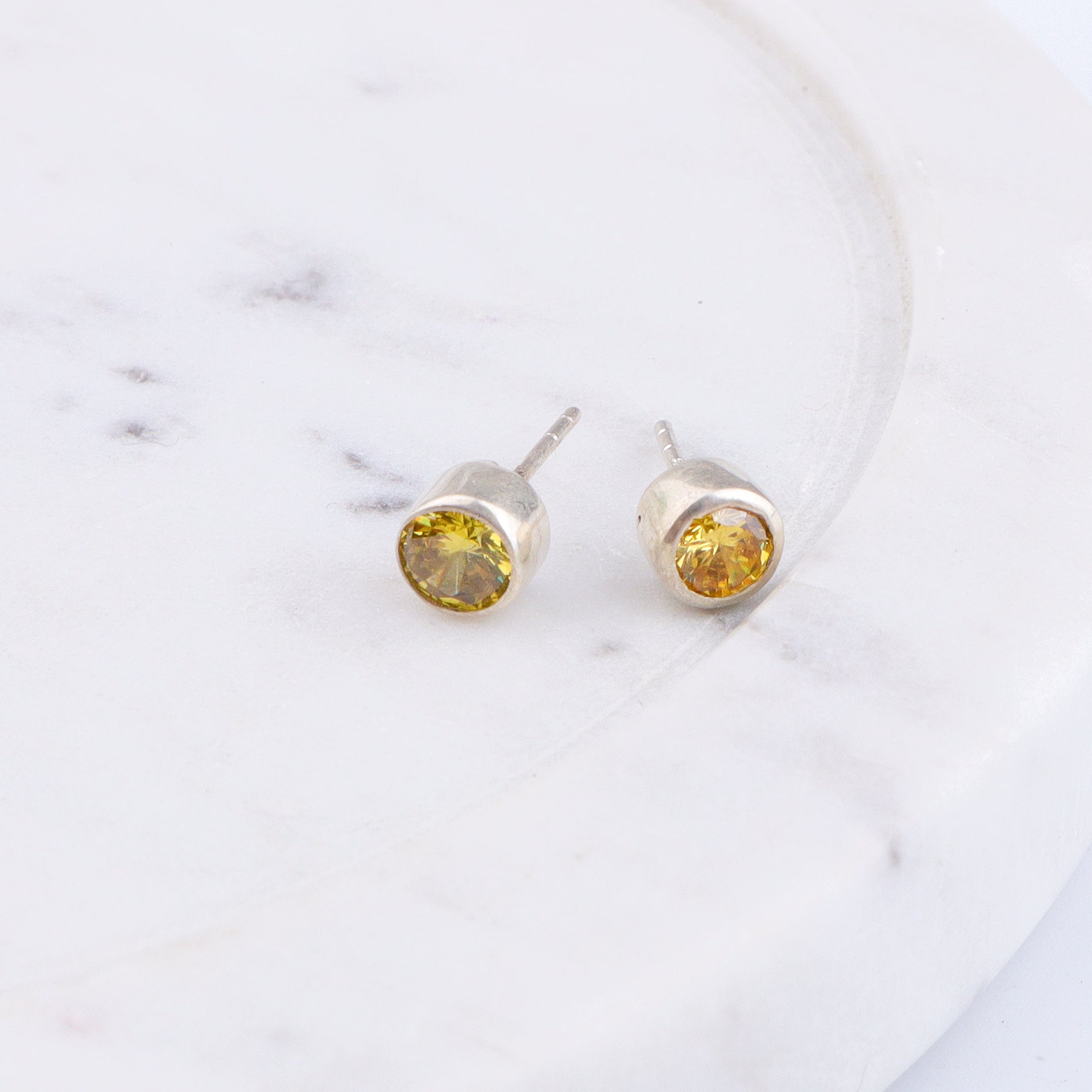 Yellow CZ Stone Studs