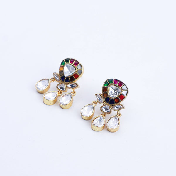 Close-up of a 22K gold-plated fashion earring showcasing intricate detailing, fine craftsmanship, and rich 22K gold plating