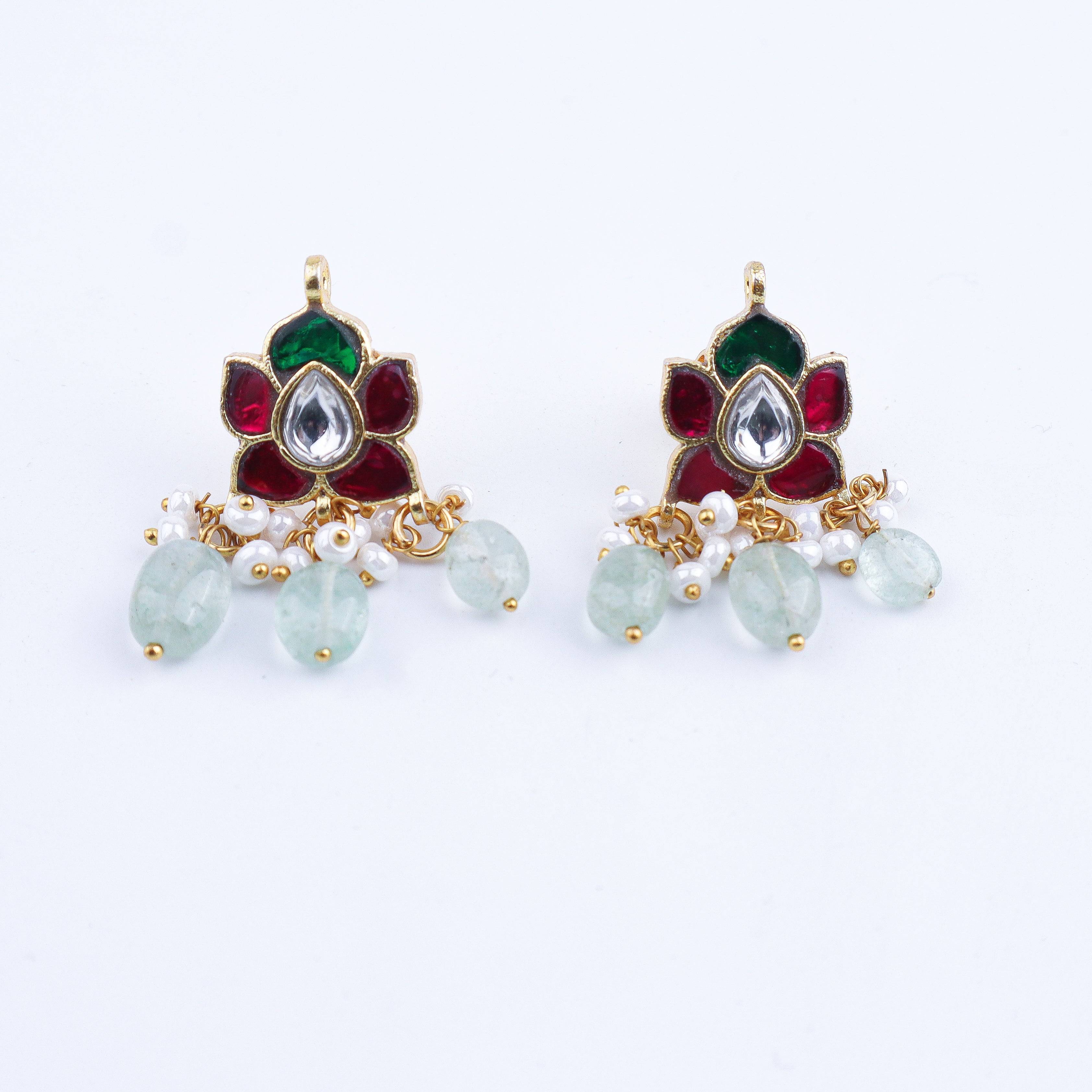 Close-up of a 22K gold-plated fashion earring showcasing intricate detailing, fine craftsmanship, and rich 22K gold plating