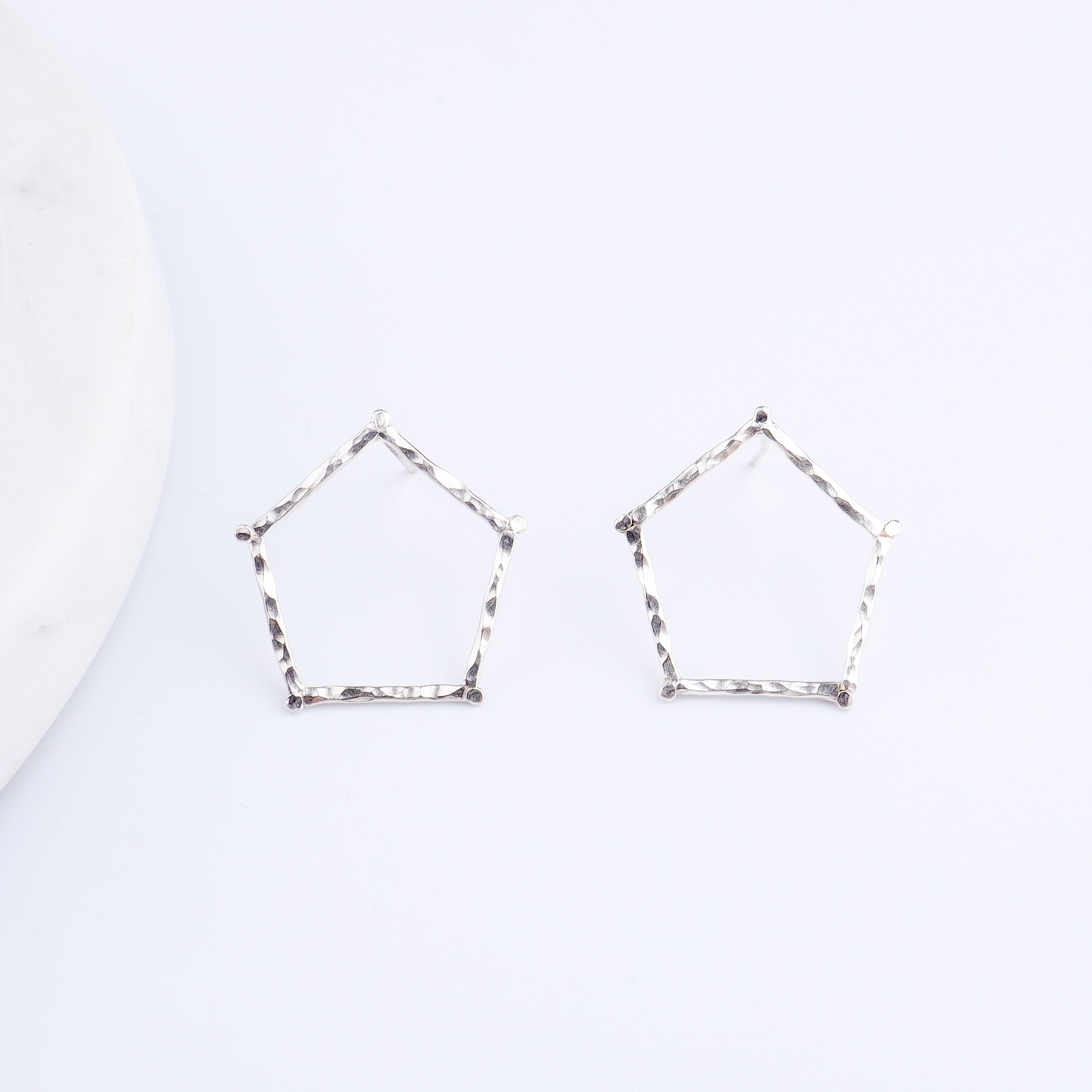 Handmade Hexagonal Earring (Hammered)