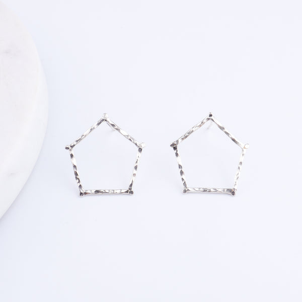 Handmade Hexagonal Earring (Hammered)