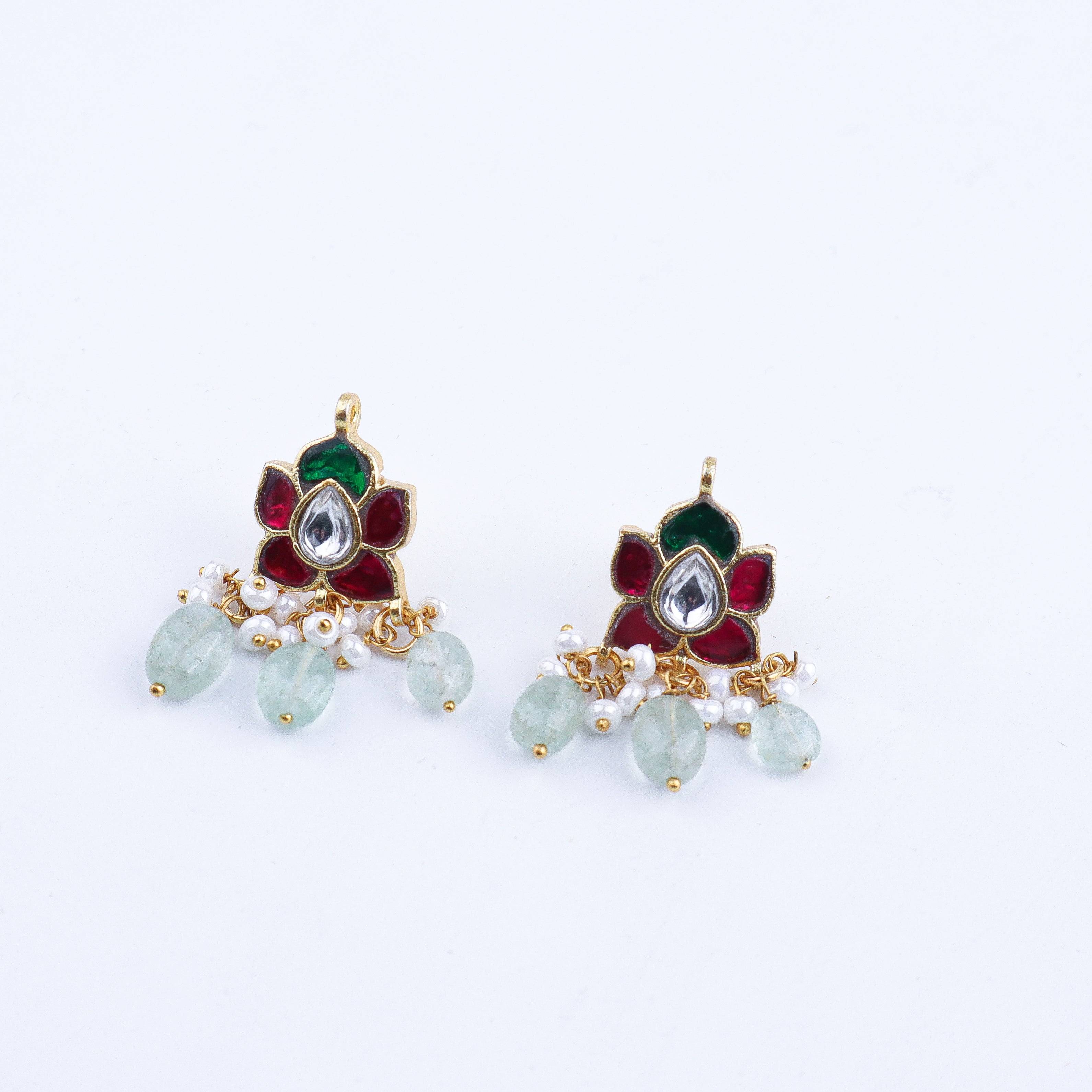 Detailed view of a 22K gold-plated fashion earring highlighting intricate motifs, textured detailing, and a premium 22K gold-plated finish