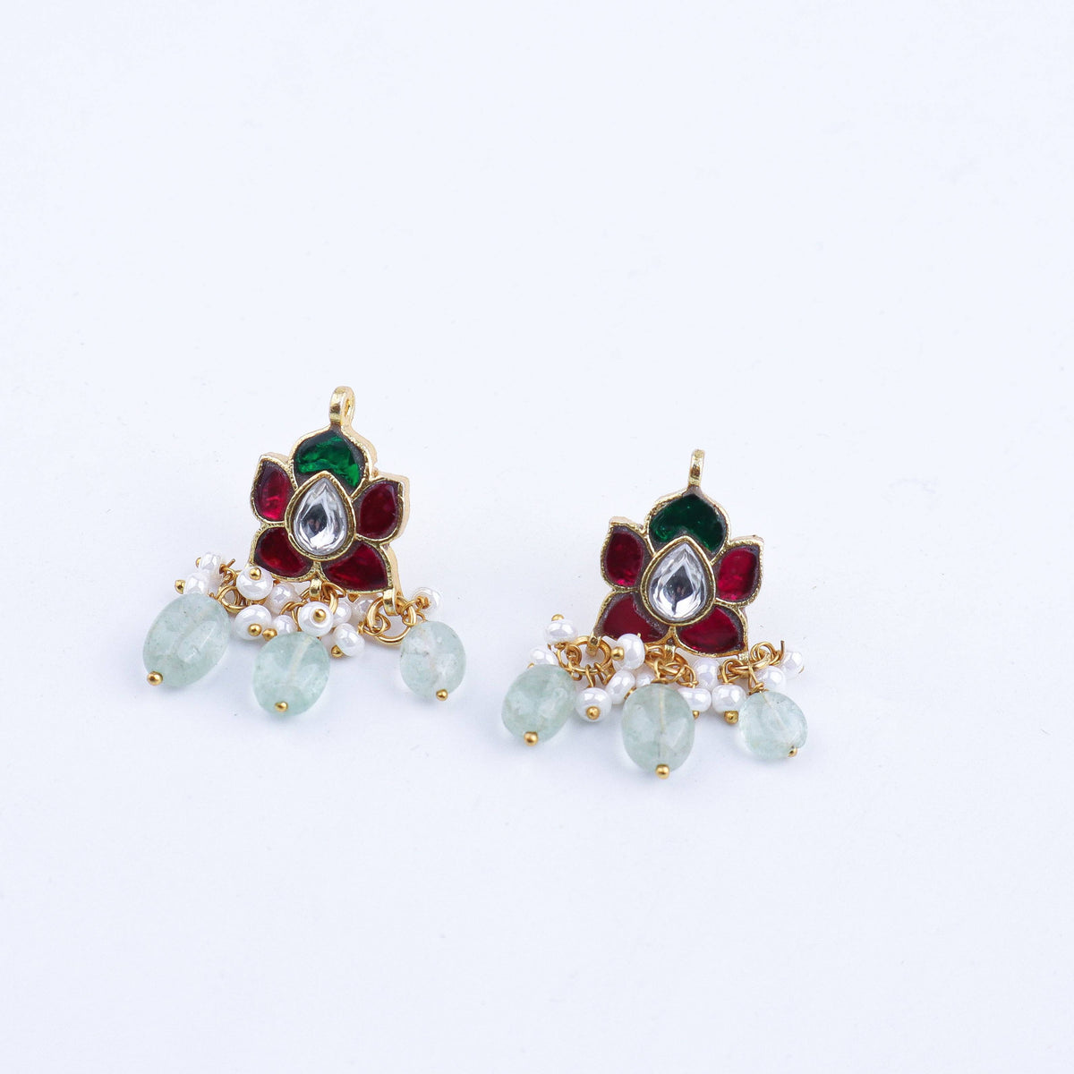Detailed view of a 22K gold-plated fashion earring highlighting intricate motifs, textured detailing, and a premium 22K gold-plated finish