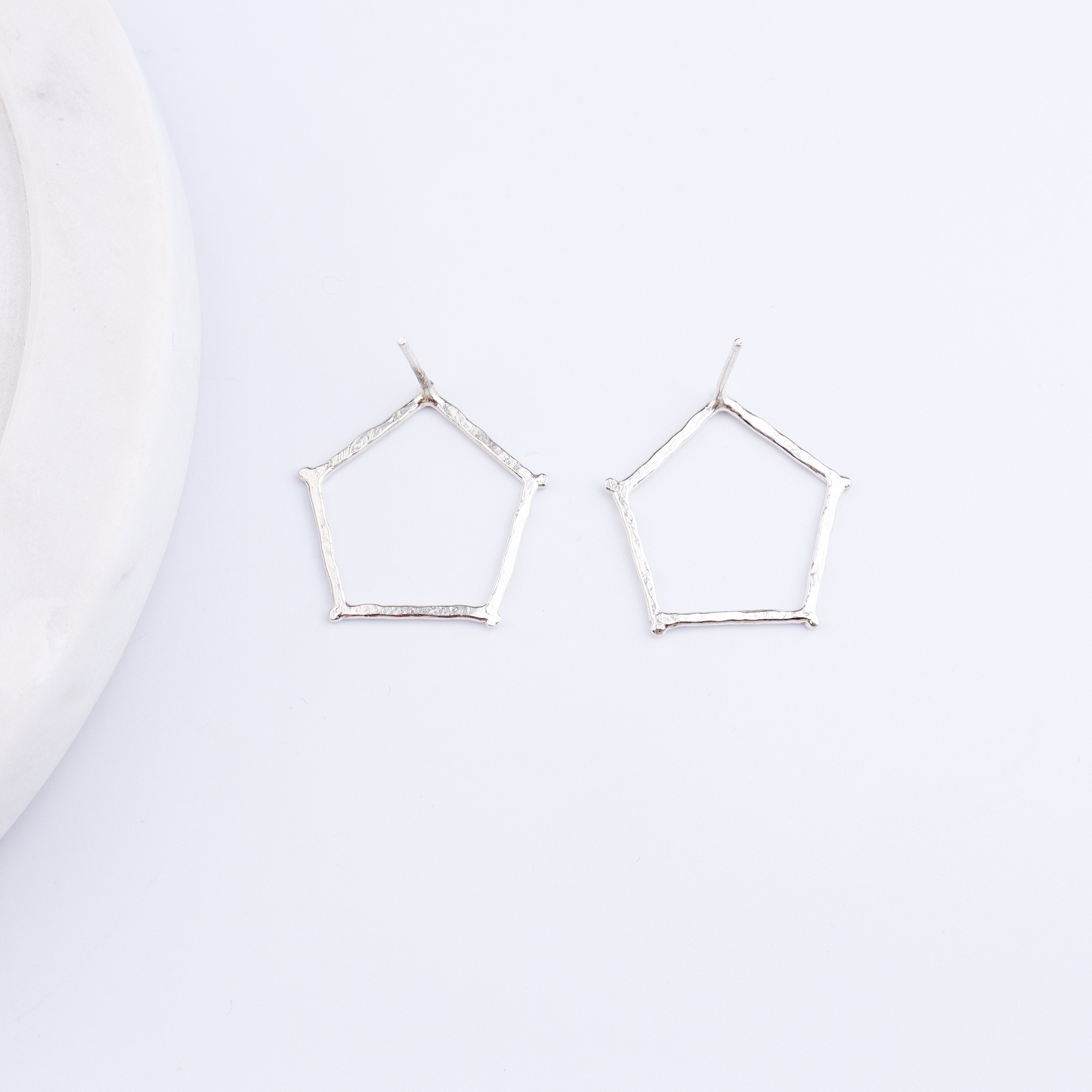 Handmade Hexagonal Earring (Hammered)