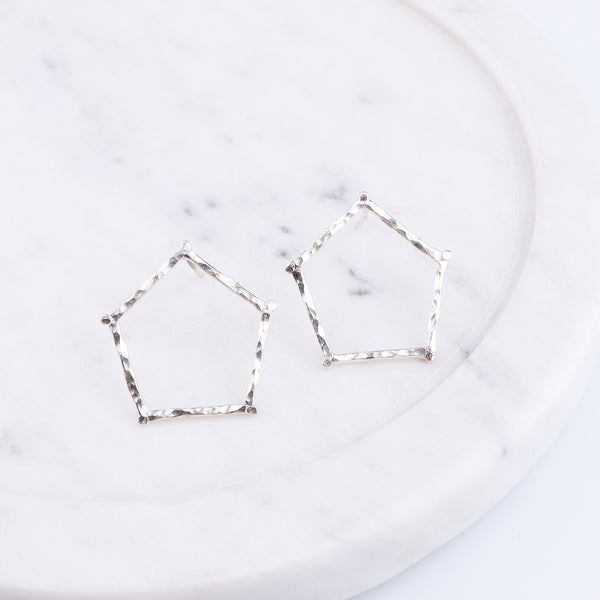 Handmade Hexagonal Earring (Hammered)