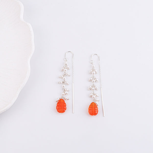 Carnelian & Pearl Sui Dhaaga Branch Earrings