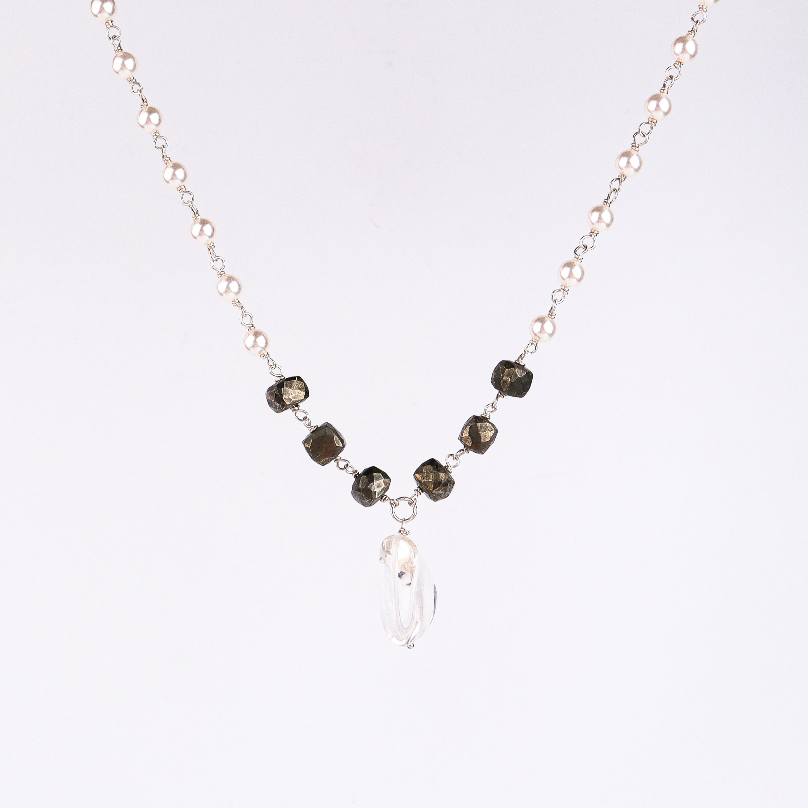 Multicolour Stone Necklace with Pearl Ganthan