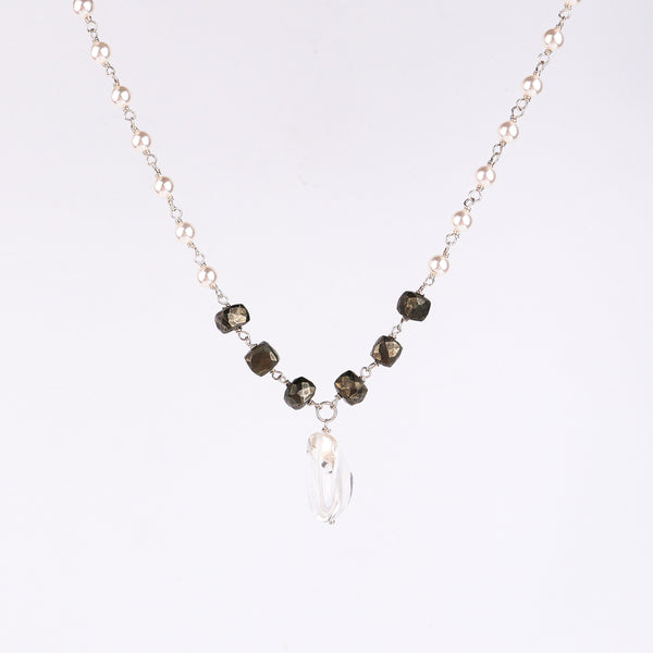 Multicolour Stone Necklace with Pearl Ganthan