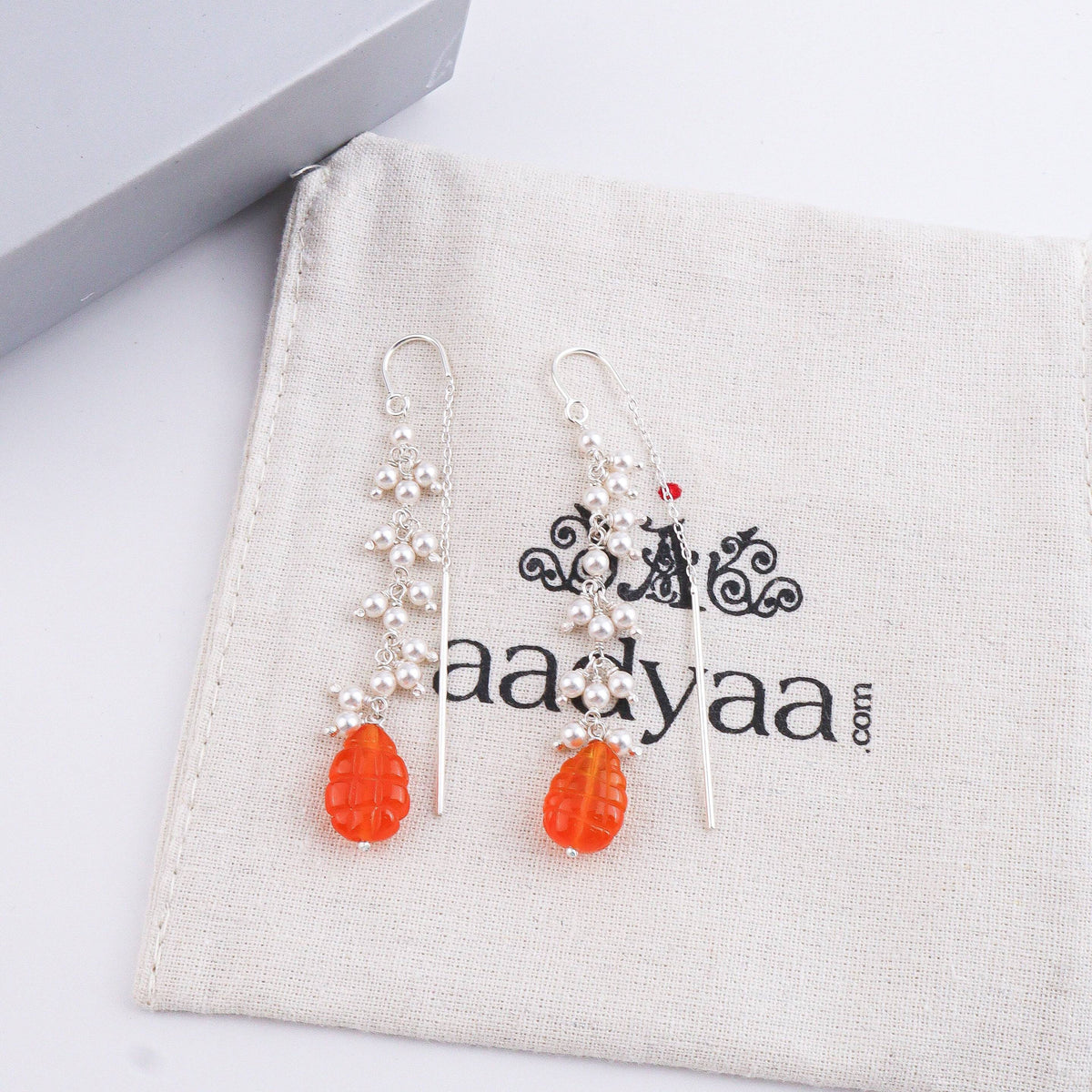 Carnelian & Pearl Sui Dhaaga Branch Earrings