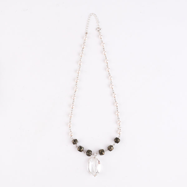 Multicolour Stone Necklace with Pearl Ganthan