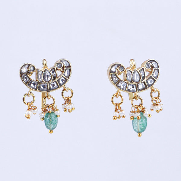 Close-up of a 22K gold-plated fashion earring showcasing intricate detailing, fine craftsmanship, and rich 22K gold plating