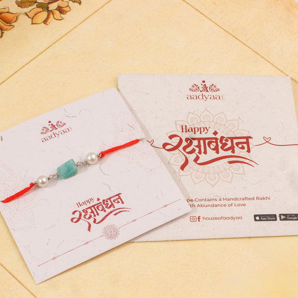 Amazonite & Pearl Rakhi (Project Handmade)