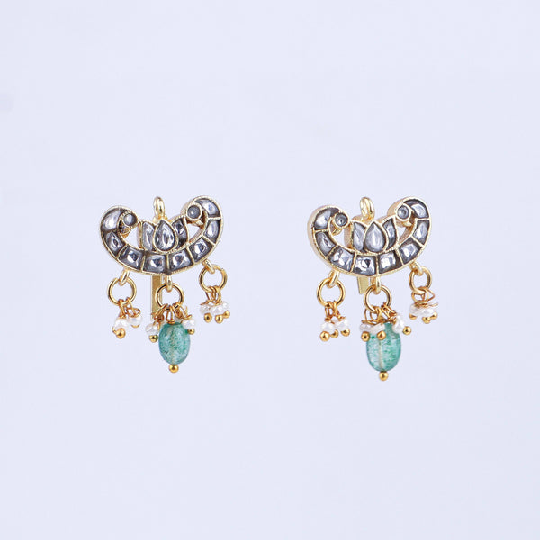 Detailed view of a 22K gold-plated fashion earring highlighting intricate motifs, textured detailing, and a premium 22K gold-plated finish