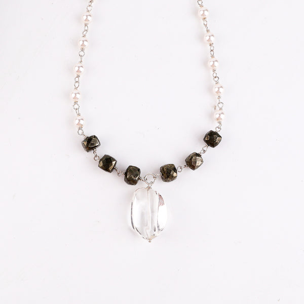 Multicolour Stone Necklace with Pearl Ganthan