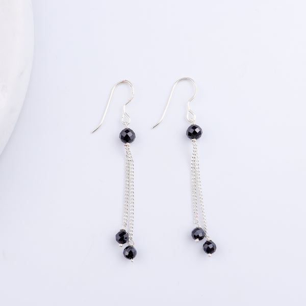 Black Onyx Silver Dangler