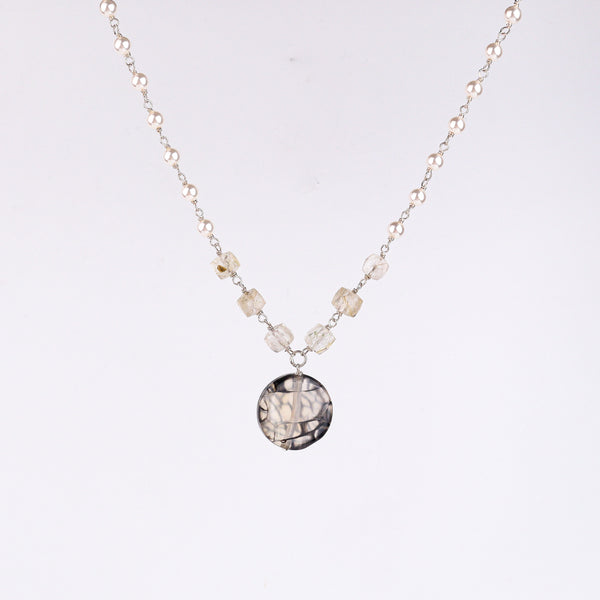 Multicolour Stone Necklace with Pearl Ganthan