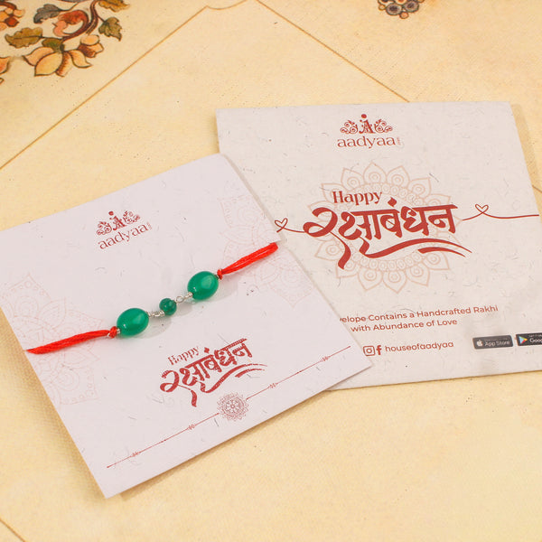 Green Onyx Ganthan Rakhi (Project Handmade)