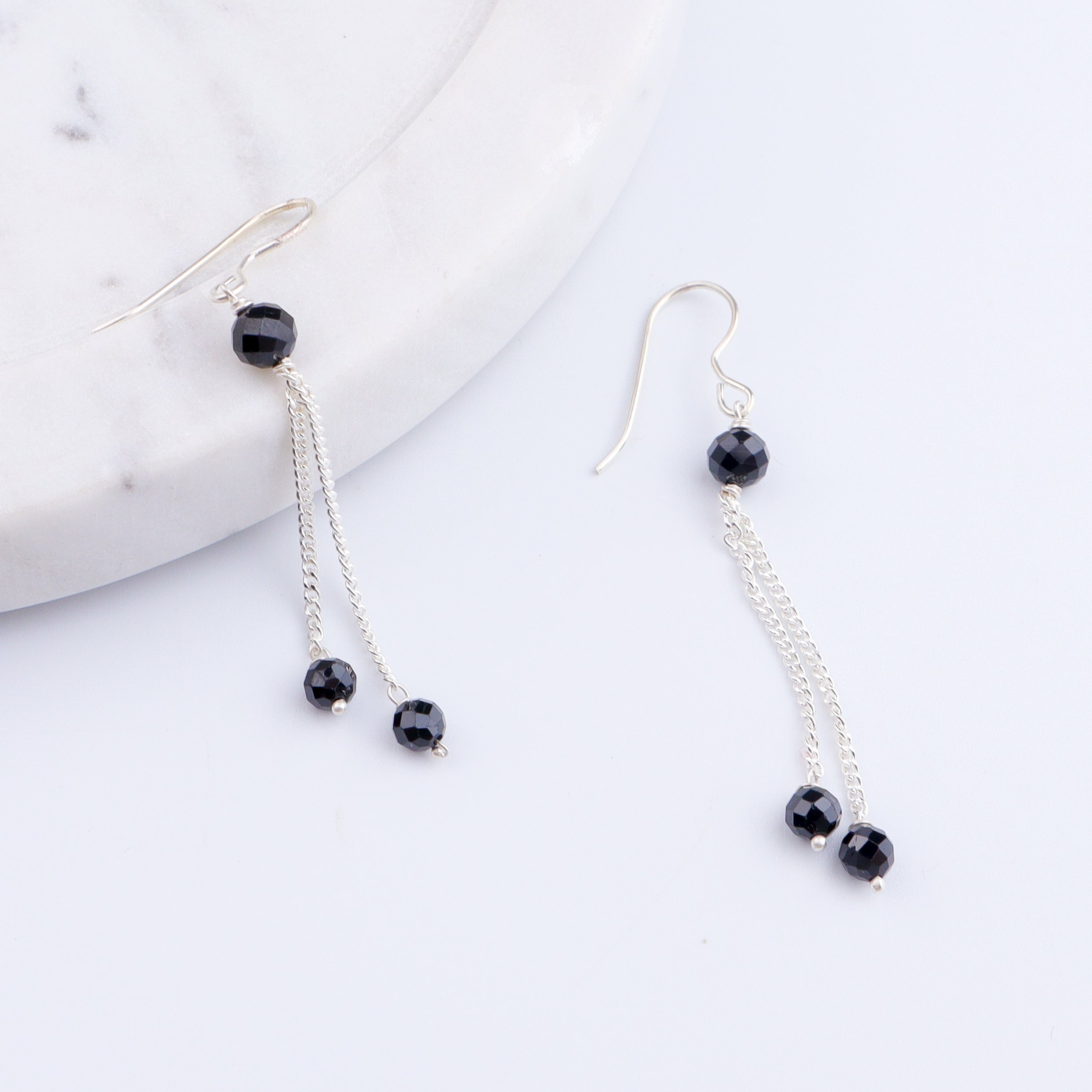 Black Onyx Silver Dangler