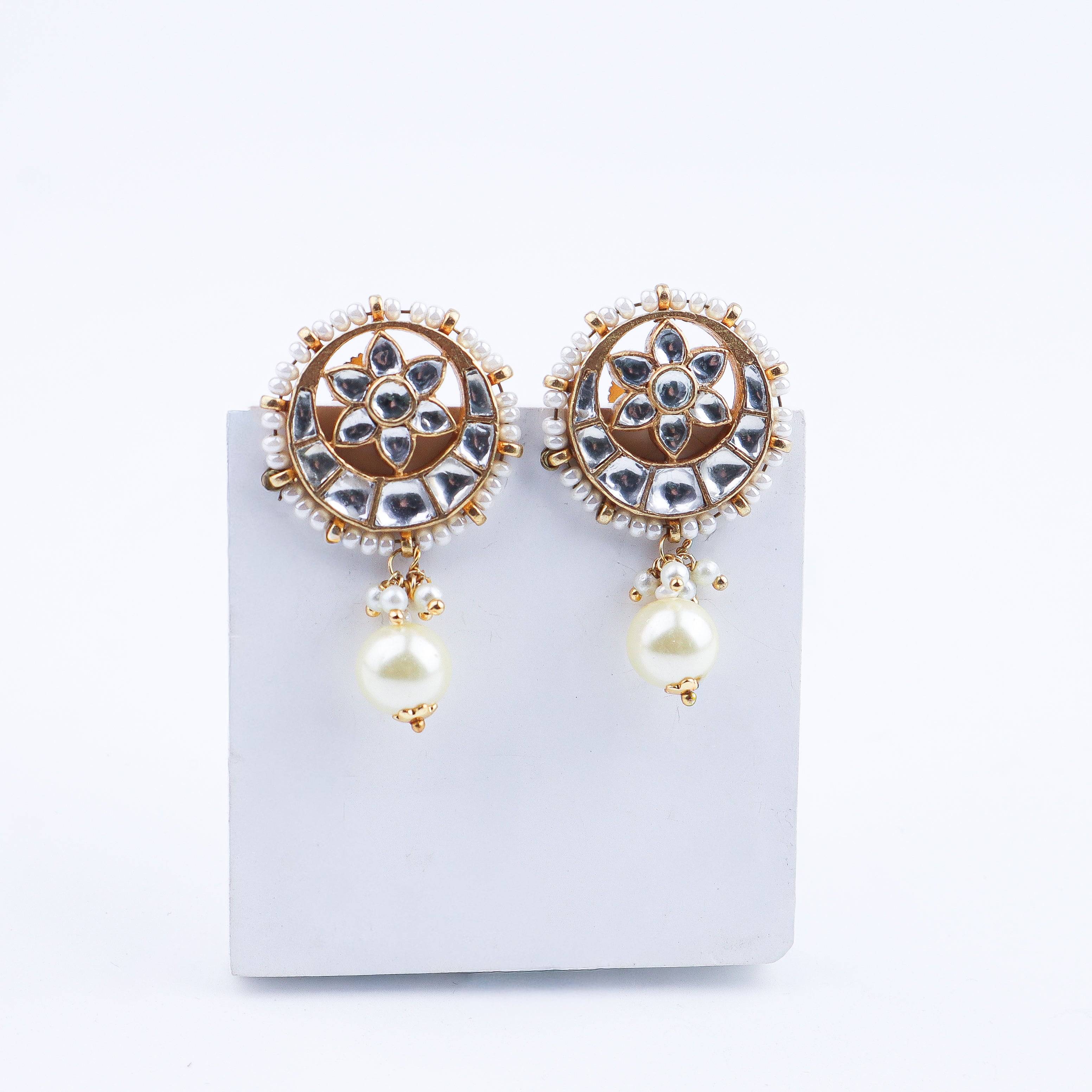 Close-up of a 22K gold-plated fashion earring showcasing intricate detailing, fine craftsmanship, and rich 22K gold plating