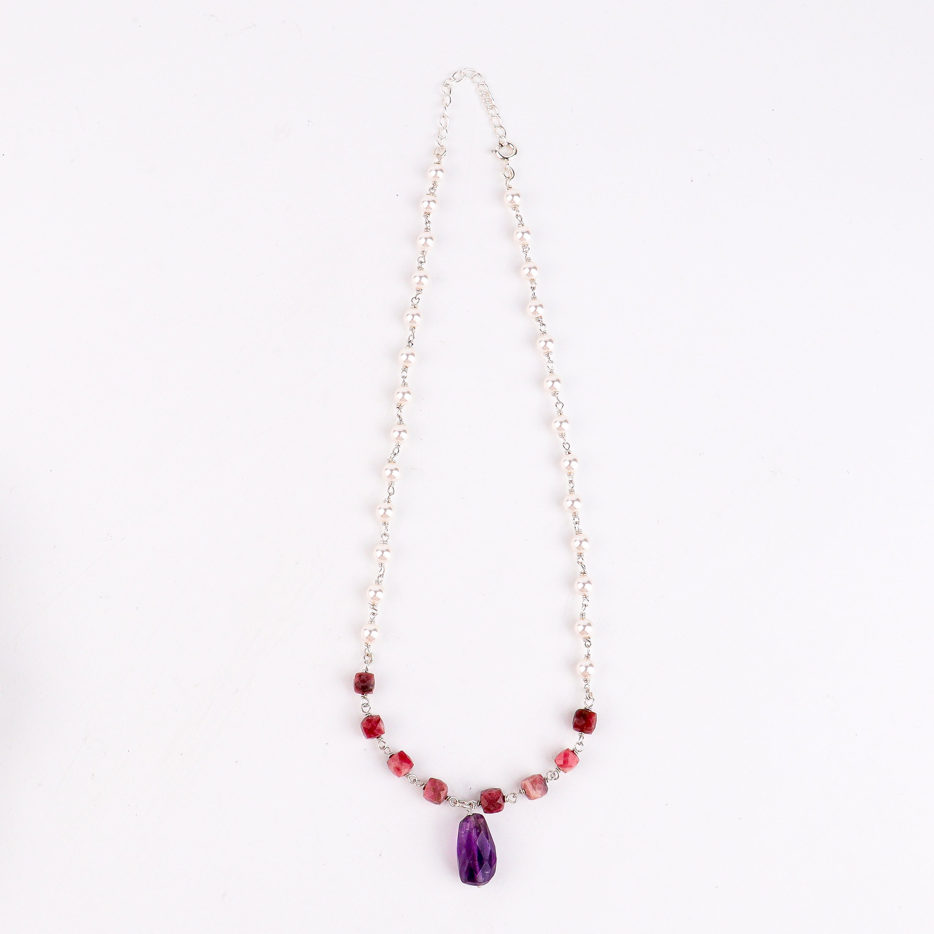 Multicolour Stone Necklace with Pearl Ganthan