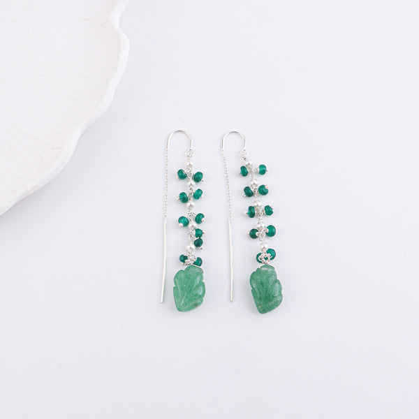 Russian Quartz & Green Onyx Sui Dhaaga Branch Earrings