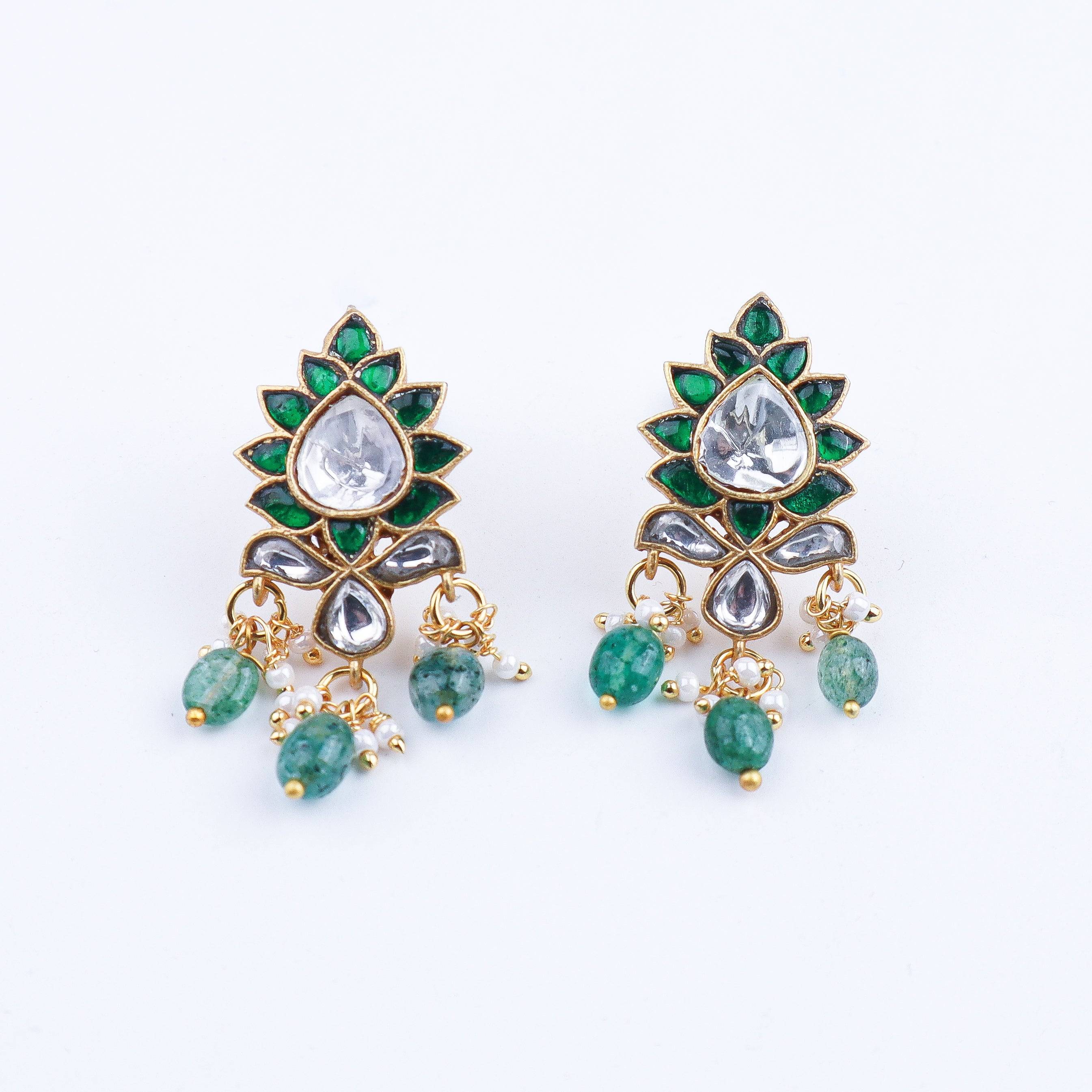 Close-up of a 22K gold-plated fashion earring showcasing intricate detailing, fine craftsmanship, and rich 22K gold plating