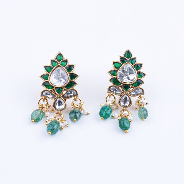 Close-up of a 22K gold-plated fashion earring showcasing intricate detailing, fine craftsmanship, and rich 22K gold plating