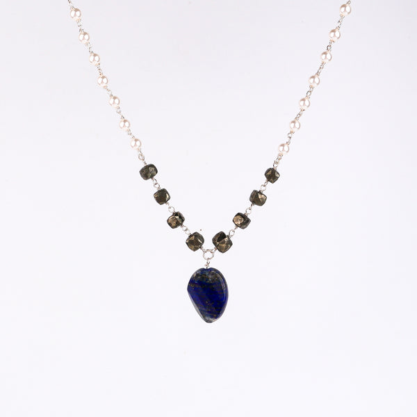Multicolour Stone Necklace with Pearl Ganthan