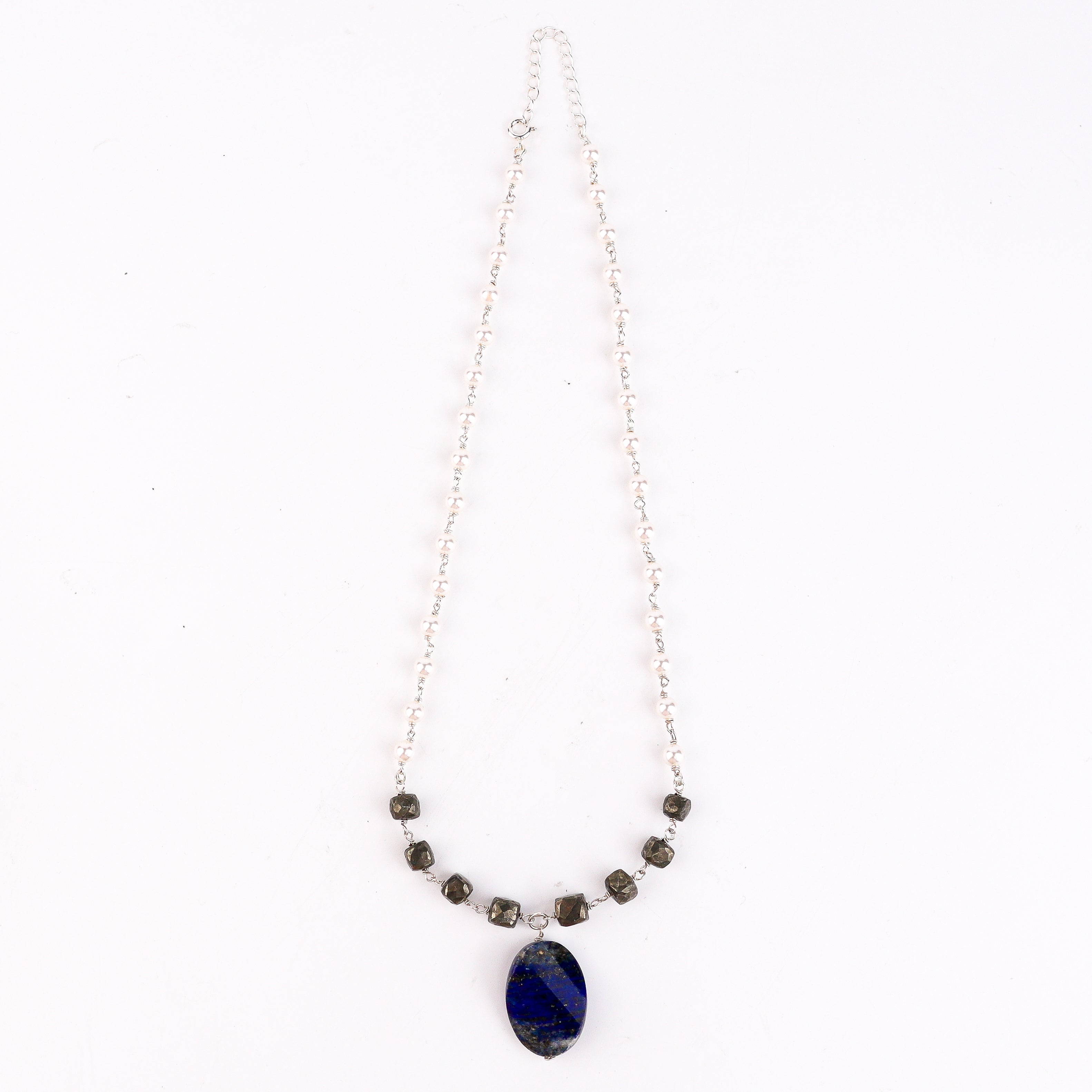 Multicolour Stone Necklace with Pearl Ganthan