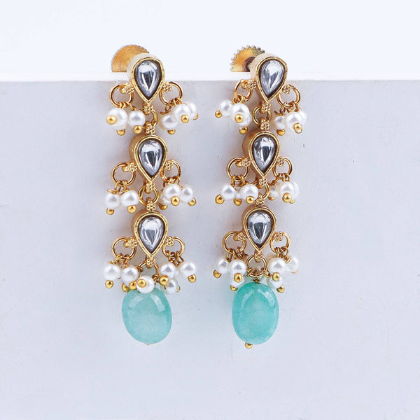 Close-up of a 22K gold-plated fashion earring showcasing intricate detailing, fine craftsmanship, and rich 22K gold plating