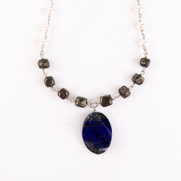 Multicolour Stone Necklace with Pearl Ganthan
