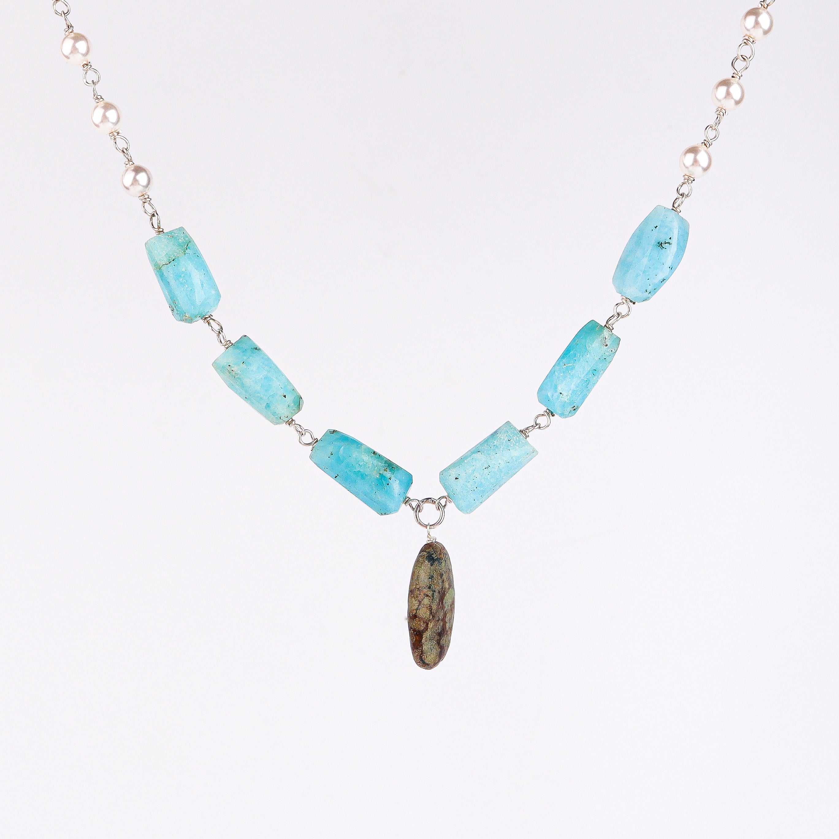 Multicolour Stone Necklace with Pearl Ganthan