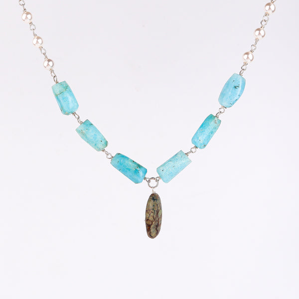 Multicolour Stone Necklace with Pearl Ganthan