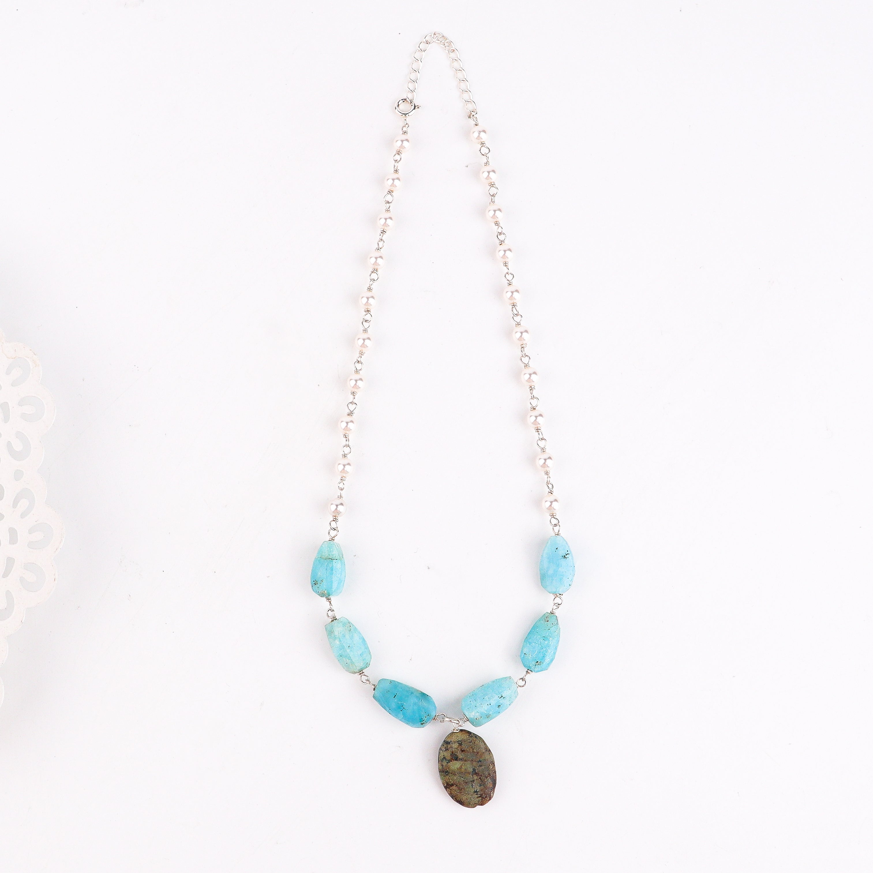 Multicolour Stone Necklace with Pearl Ganthan