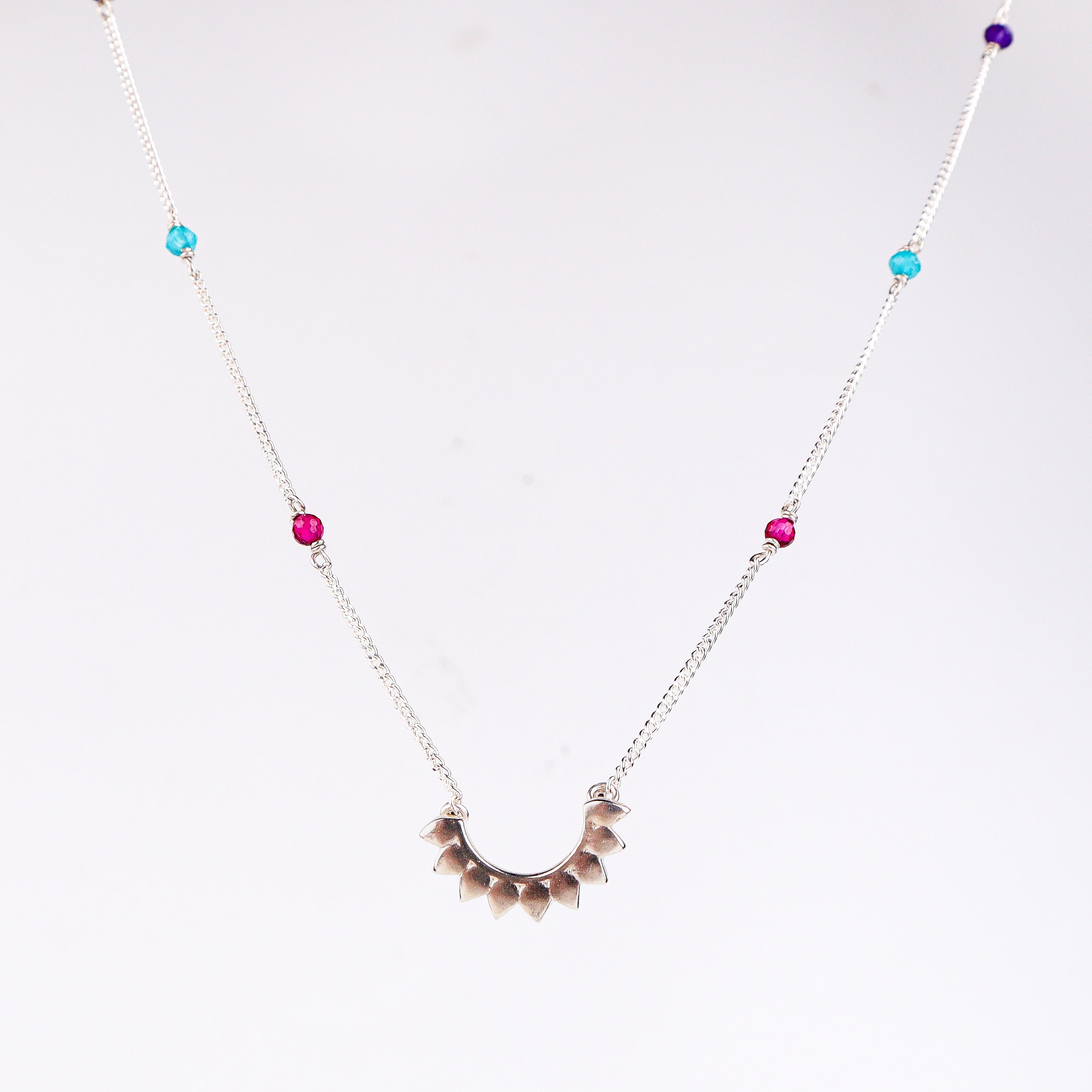 Petal Necklace with Multicolour Stones